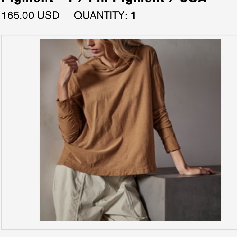 James Perse Light Brown Long Sleeve Hooded Top